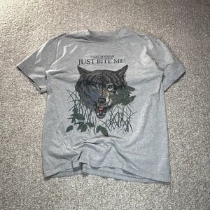 Rocky Mountain National Park Shirt Mens Large Gray Wolf Graphic Just Bite Me Tee
